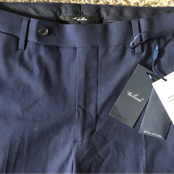 NWT Tailored  Mens Navy Blue Tapered Leg Pants in Size 34x32 - Picture 6 of 7